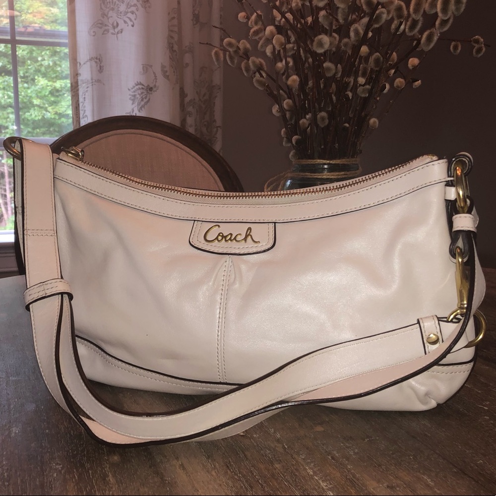 Coach Cream Leather Medium Hobo Bag
